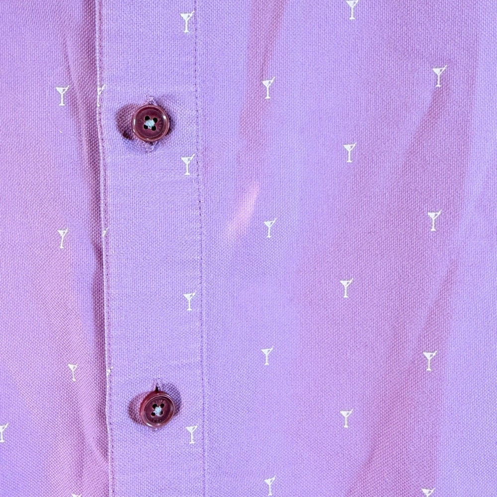 🔥Ted Baker Men's Short Sleeve Button-Up Shirt - Lavender Size 6 EC🔥 - Picture 3 of 6